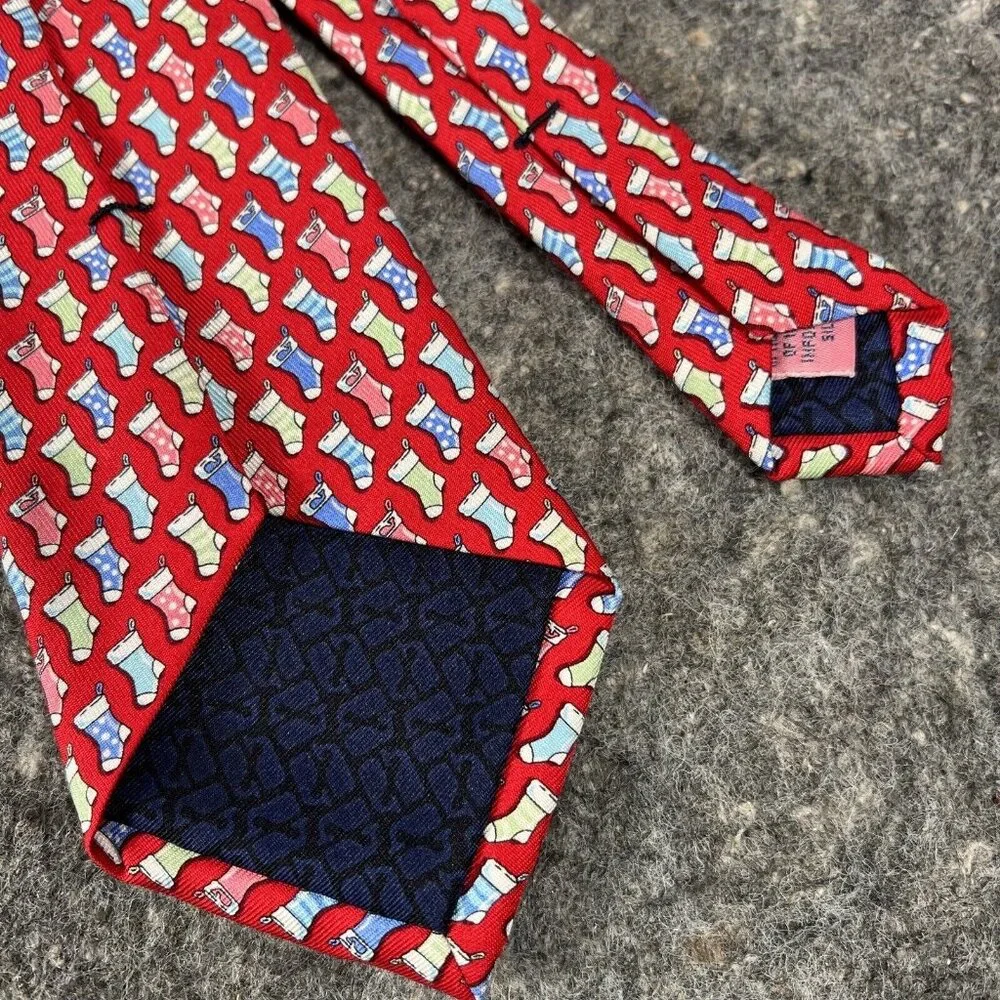 Vineyard Vines Boys / Short Mens Tie Red Christmas Stockings ~50